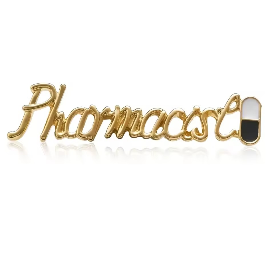 Пін фармацевту Напис Pharmacist золотистий