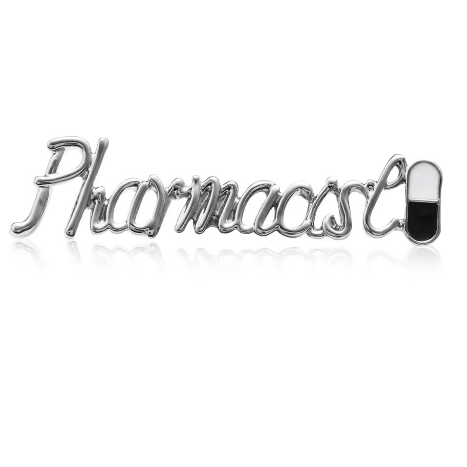Пін фармацевту Напис Pharmacist сріблястий