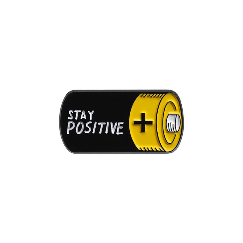 Значок (пін) Батарейка Stay Positive чорний