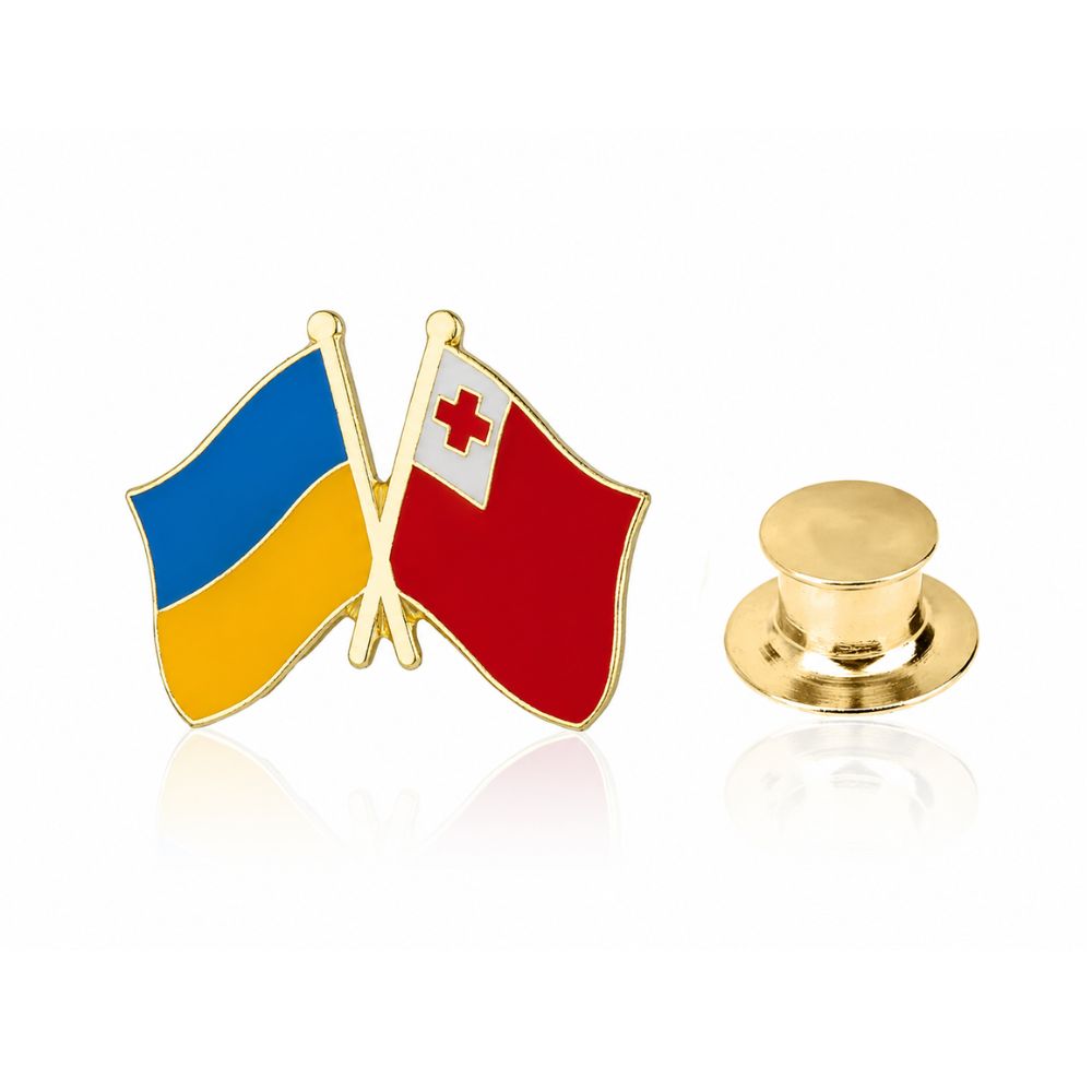 Значок Прапори Україна-Тонга різнокольоровий