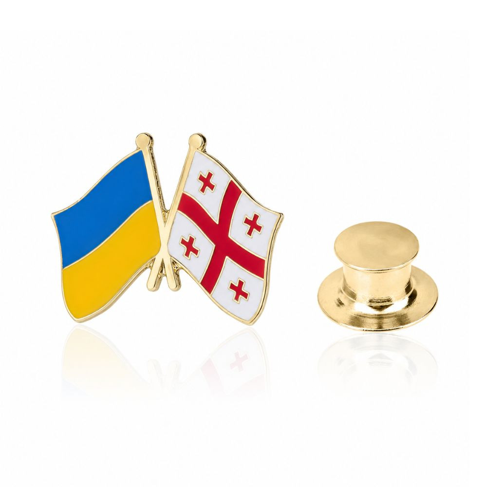 Значок-пін Прапори Україна-Грузія різнокольоровий