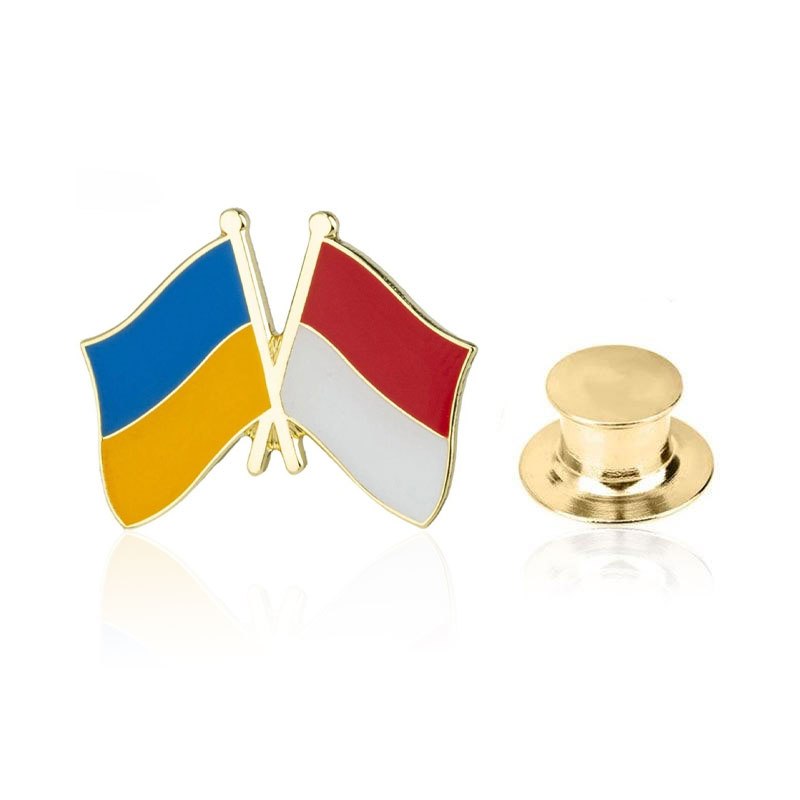 Значок Прапори Україна-Монако різнокольоровий