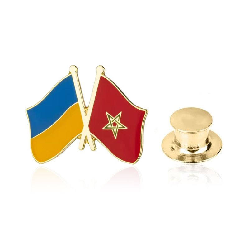 Значок Прапори Україна-Марокко різнокольоровий