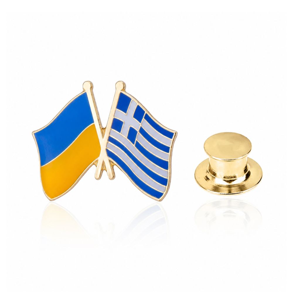 Значок (пін) Прапори Україна-Греція різнокольоровий
