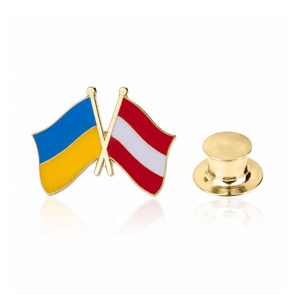 Значок Прапори Україна-Австрія різнокольоровий