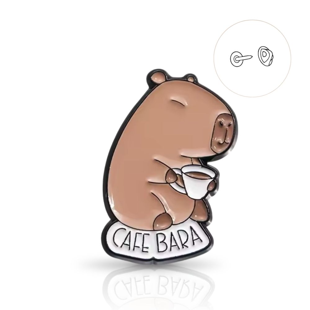 Значок-пін Капібара Cafe Bara коричневий