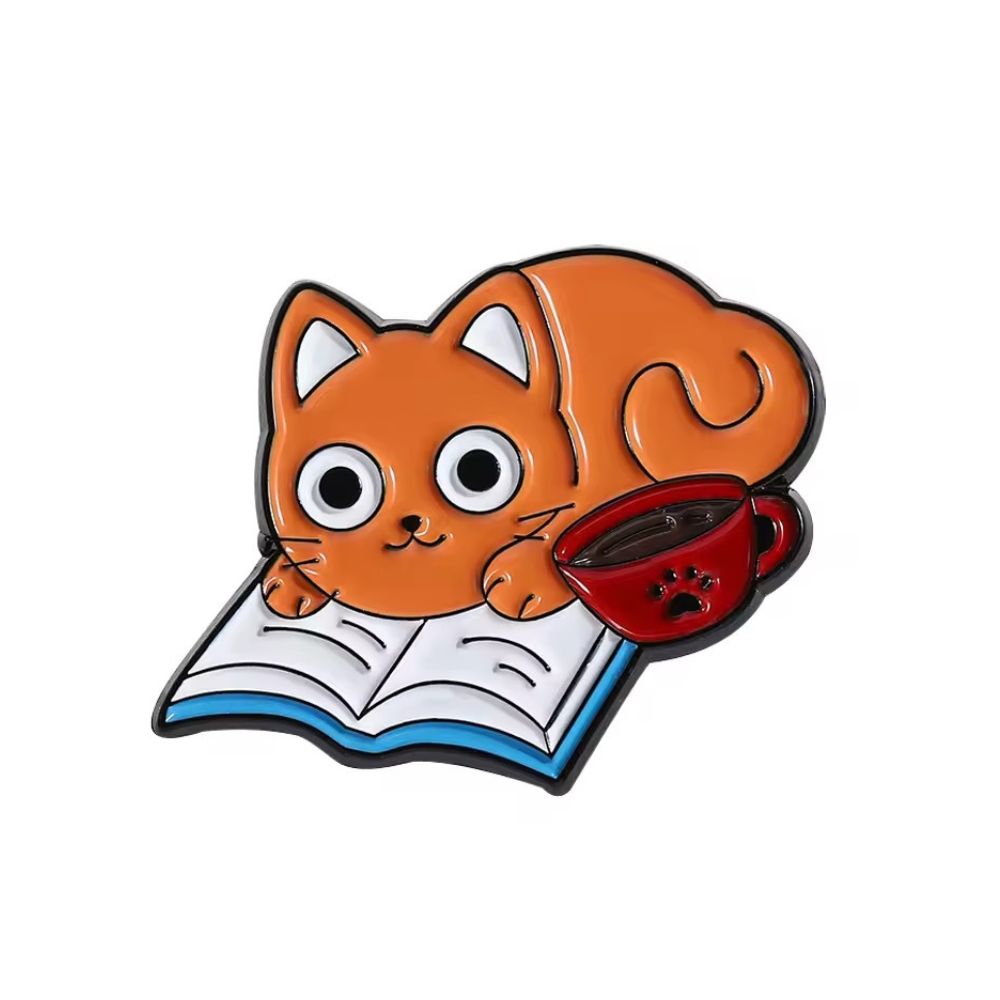 Пін Кіт з книжкою та кавою різнокольоровий