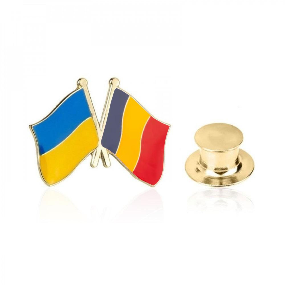 Значок (пин) Флаги Украина–Румыния разноцветный